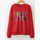 HOLLY JOLLY Red Heat Transfer Christmas Pullover Sweatshirt