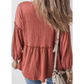 Carrison Textured Frilled Trim V Neck Puff Sleeve Blouse