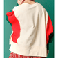 Christmas Tinsel Star Side Slits Colorblock Sweatshirt