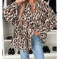 Monika Off White Oversized Leopard Print Balloon Sleeve Casual Shirt