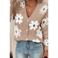 Yolanda Brown Floral Print V Neck Knitted Button up Cardigan