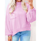 Matty Pink Raw Edge Ribbed Detail Drop Shoulder Sweater