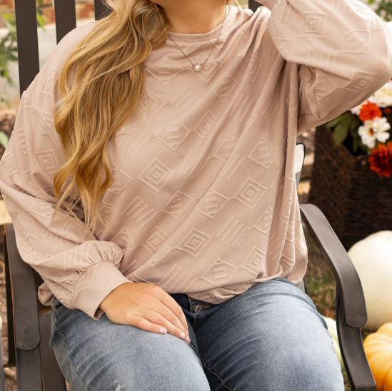 Keegan PLUS SIZE Textured Drop Shoulder Crew Neck Sweatshirt