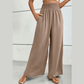 Erlinda Beige Elastic Waist Wide Leg Pants