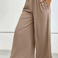 Erlinda Beige Elastic Waist Wide Leg Pants