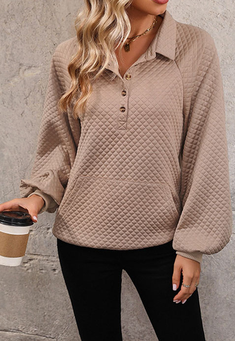 Corbin Collared Neck Buttoned Sweatshirt with Pocket