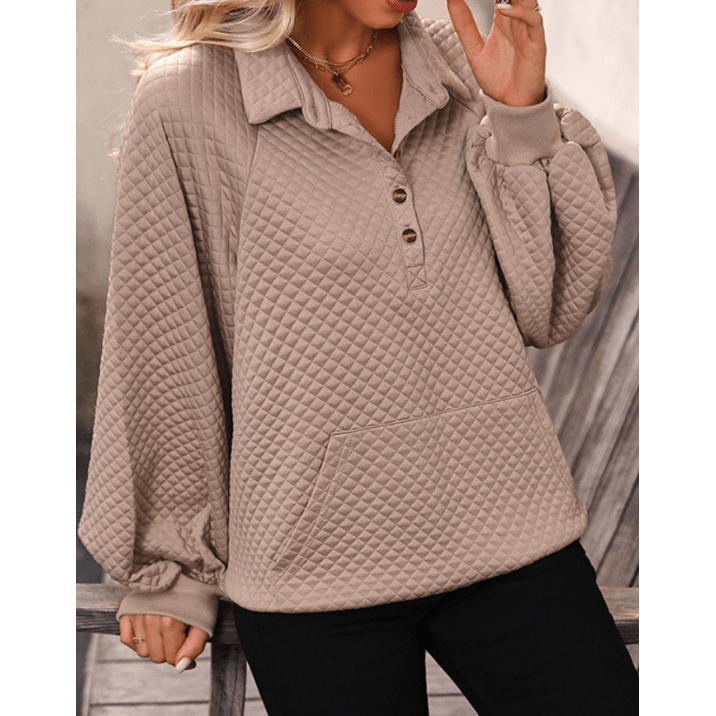 Corbin Collared Neck Buttoned Sweatshirt with Pocket