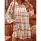 SALE!!!  Hanny Brown Plaid Print Side Pockets Frilled Babydoll Mini Dress