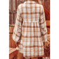 SALE!!!  Hanny Brown Plaid Print Side Pockets Frilled Babydoll Mini Dress