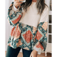 Klaudia Paisley Geometric Patchwork Crew Neck Loose Fit Top