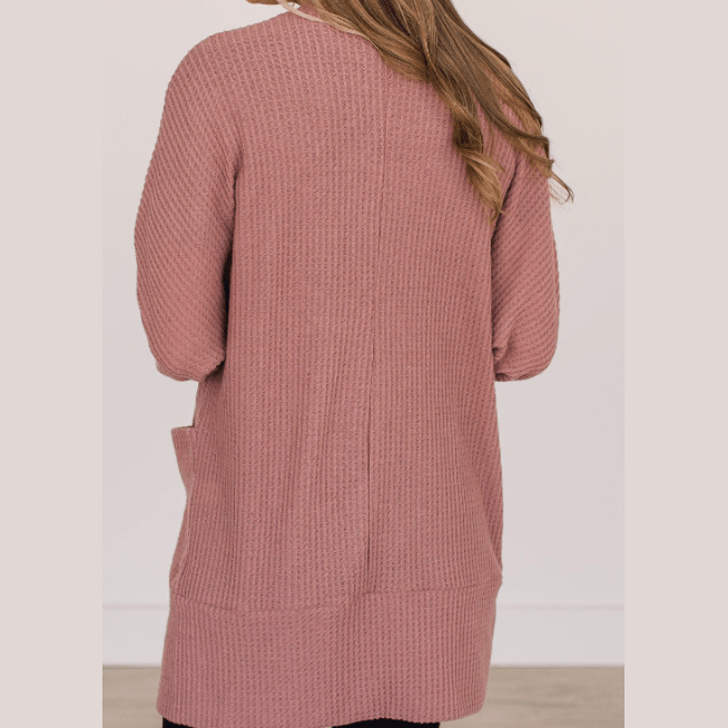 Jenissa Waffle Knit Cardigan with Pocket