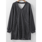 RTS Lilibeth Black Striped V Neck Long Puff Sleeve Shift Dress