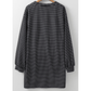 RTS Lilibeth Black Striped V Neck Long Puff Sleeve Shift Dress