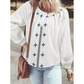 REDUCED!!!  Kadee White Geometric Embroidered Long Sleeve Buttoned Blouse  REDUCED!!!