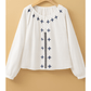REDUCED!!!  Kadee White Geometric Embroidered Long Sleeve Buttoned Blouse  REDUCED!!!