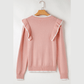 Magalie Light Pink Ruffled Bowknot Ribbed Trim Long Sleeve Sweater
