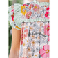 Angil Pink Floral Print Contrast Ruffle Trim Short Sleeve Blouse