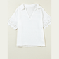 SALE!!!  Floralina White Crinkled Lace Sleeve Collared V Neck Blouse  SALE!!!