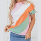 Vergara Pink Color Block Patchwork Seamed Crewneck T Shirt