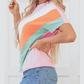 Vergara Pink Color Block Patchwork Seamed Crewneck T Shirt