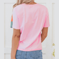 Vergara Pink Color Block Patchwork Seamed Crewneck T Shirt