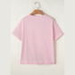 Vergara Pink Color Block Patchwork Seamed Crewneck T Shirt