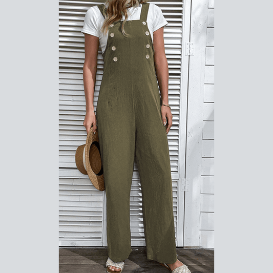 REDUCED!!!  Jaune Jungle Green Solid Color Buttoned Straight Leg Overall  REDUCED!!!