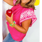 Artessa Strawberry Pink Floral Embroidered Flutter Sleeve Pleated O Neck Plus Size Blouse