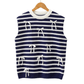 Cherish Blue Stripe Knitted Bow Decor Sweater