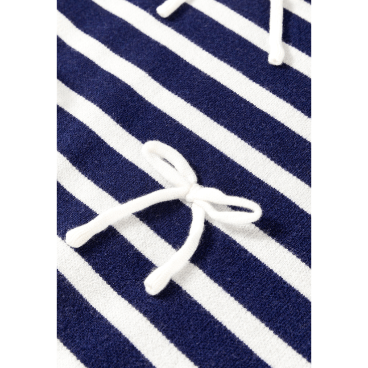 Cherish Blue Stripe Knitted Bow Decor Sweater