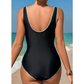 Naylah Black Color Block Ric Rac Trim U Neck One Piece Swimsuit