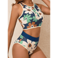 Jossie Blue Flower Zip up Racerback High Waisted Bikini