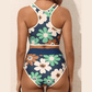Jossie Blue Flower Zip up Racerback High Waisted Bikini