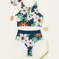 Jossie Blue Flower Zip up Racerback High Waisted Bikini