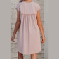 Jaiden Oatmeal Frilled Trim Crew Neck Loose Fit Mini Dress