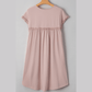 Jaiden Oatmeal Frilled Trim Crew Neck Loose Fit Mini Dress