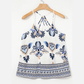 Caterina Blue Bohemian Fashion Print Spaghetti Strap Loose Tank
