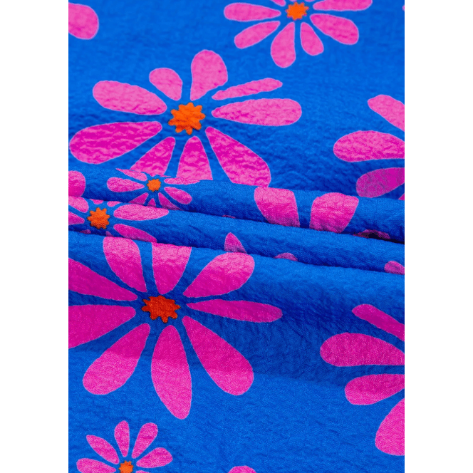 Mikah Blue Floral Colorblock Flutter Straps Flowy Tank Top