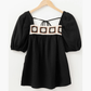 Rebekah Black Flower Crochet Square Neck Textured Short Sleeve Blouse
