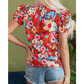 REDUCED!!!  Danica Flower Print Self Tie Frilled Collar Puff Sleeve Blouse  REDUCED!!!