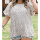 Becca Jo Khaki PLUS SIZE Geometric Print Ruffled Sleeve Blouse