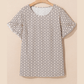 Becca Jo Khaki PLUS SIZE Geometric Print Ruffled Sleeve Blouse