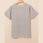 Becca Jo Khaki PLUS SIZE Geometric Print Ruffled Sleeve Blouse