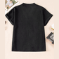 Jackee Black Notched Neck Batwing Sleeve Lightweight Blouse