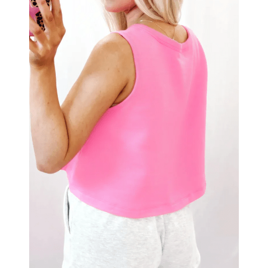 RTS Juni Sachet Pink Bow Print Boxy Fit Tank Top