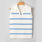 Kyndell Sky Blue Stripe Split V Neck Collared Ribbed Sweater Vest