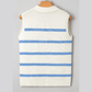 Kyndell Sky Blue Stripe Split V Neck Collared Ribbed Sweater Vest