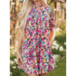 Talisha Pink Floral Puff Short Sleeve V Neck Mini Dress