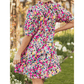 Talisha Pink Floral Puff Short Sleeve V Neck Mini Dress