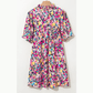 Talisha Pink Floral Puff Short Sleeve V Neck Mini Dress